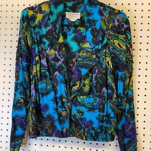 Katherine Barclay Blue and Purple Blouse Vibrant Artistic Design